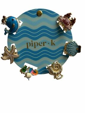 Piper K Sea Life Enamel Metal Rhinestone Mini Hair Clip Set